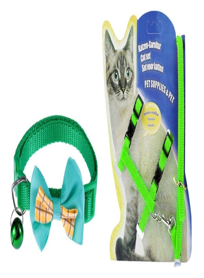 KittuPet طوق كلاب KittuPet مع ربطة عنق وجرس، مريح ومتين، مع حزام ومقود (أخضر) - Image 1